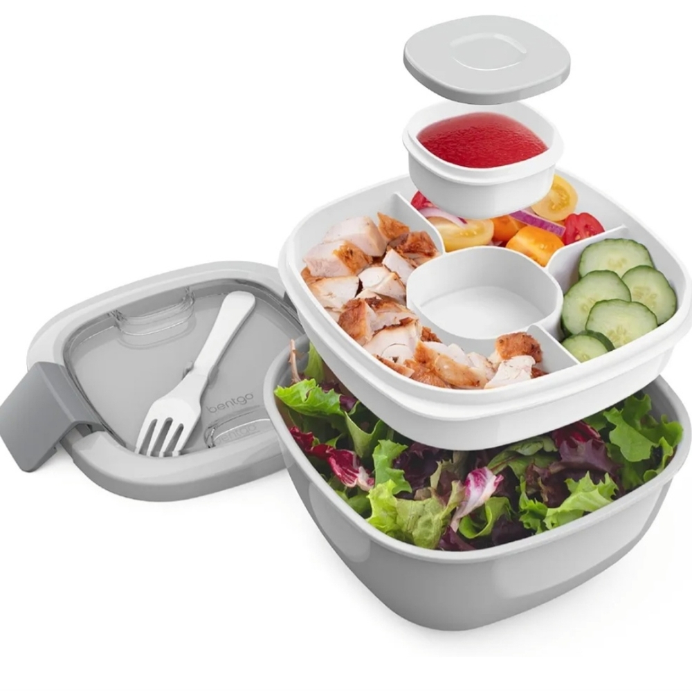 Grey Bentgo Lunch and Salad Bowl- All in one Salad Container